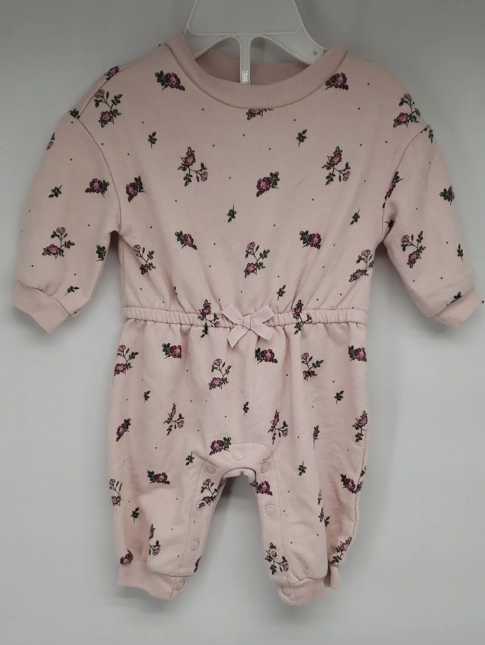 Carter's Light Pink Floral Long-Sleeve Baby One-Piece